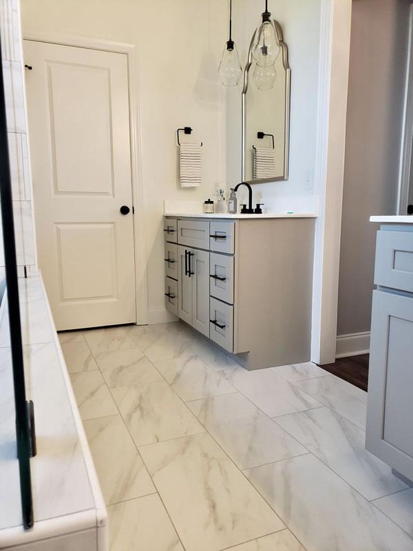Full bathroom renovation with tiled shower and vanity in Harrisonburg, VA