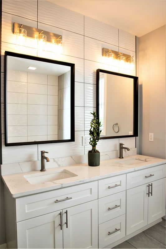 Walk-in tiled shower designed for accessibility