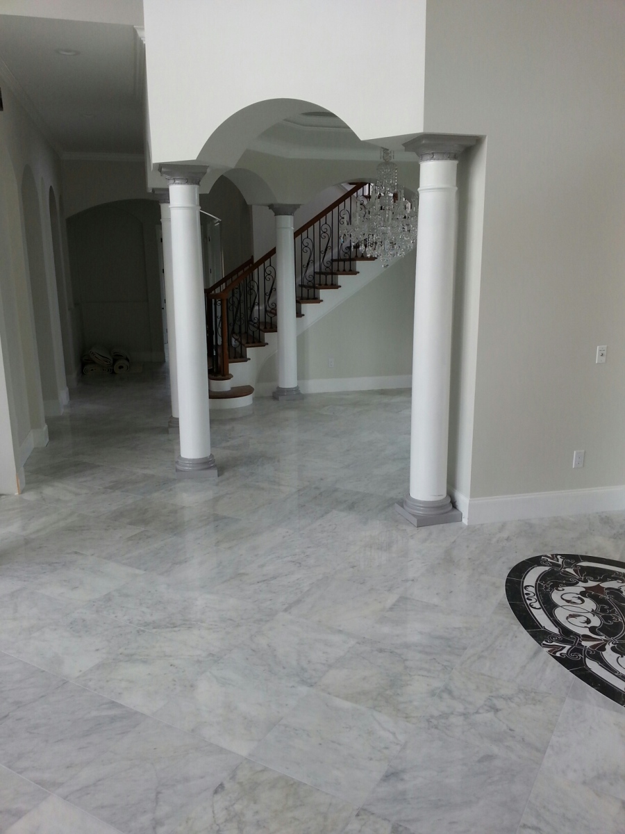 Marble floor tile installation