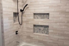 Beige Glossy Subway Tile Shower